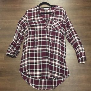 Long sleeve flannel plaid dress